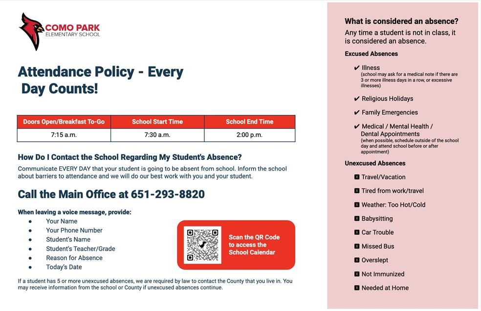 Attendance Policies for Como Park Elementary